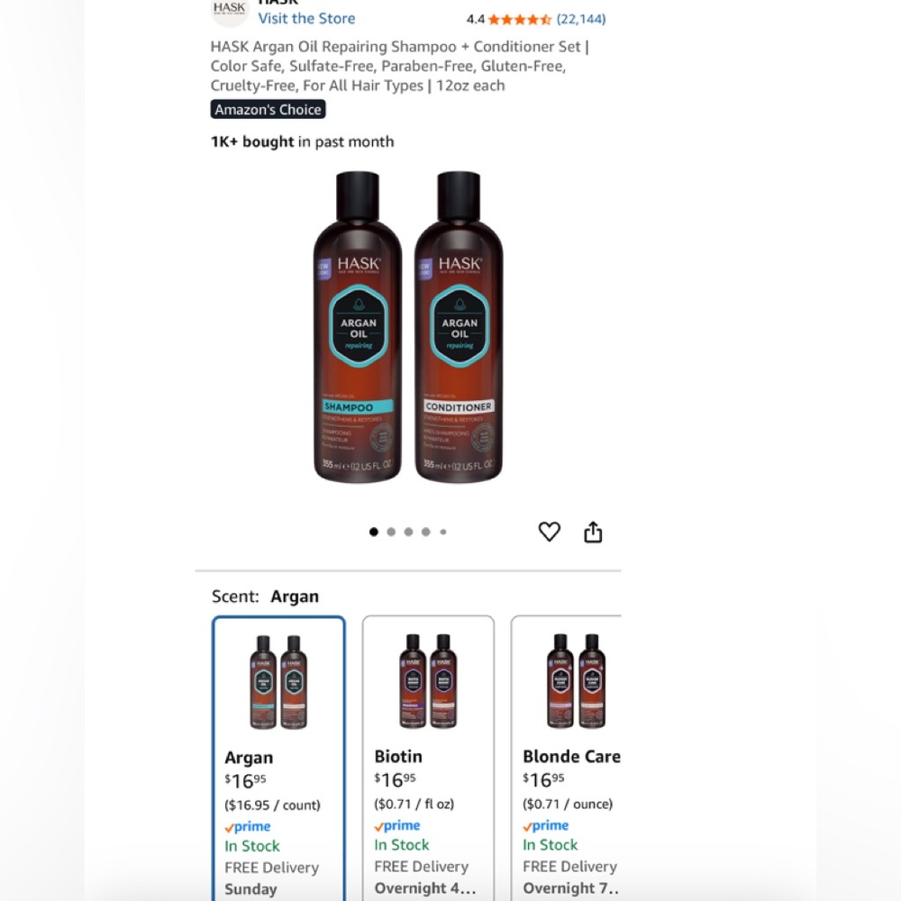 Set of Hask Argan Oil Repairing Shampoo & Conditioner. Super restoring for hair! - Picture 1 of 5
